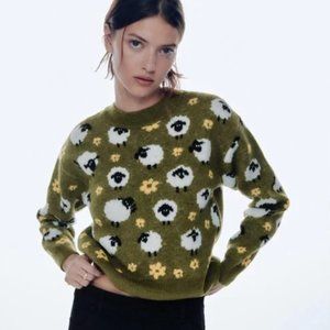 Zara Sheep Jacquard Knit Sweater